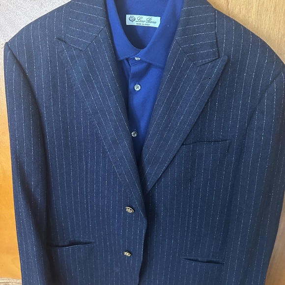 100% Italian Wool Dark Blue Pinstripe Blazer